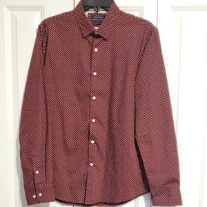 Men's Small Long Sleeve Button  Polo Shirt Maroon